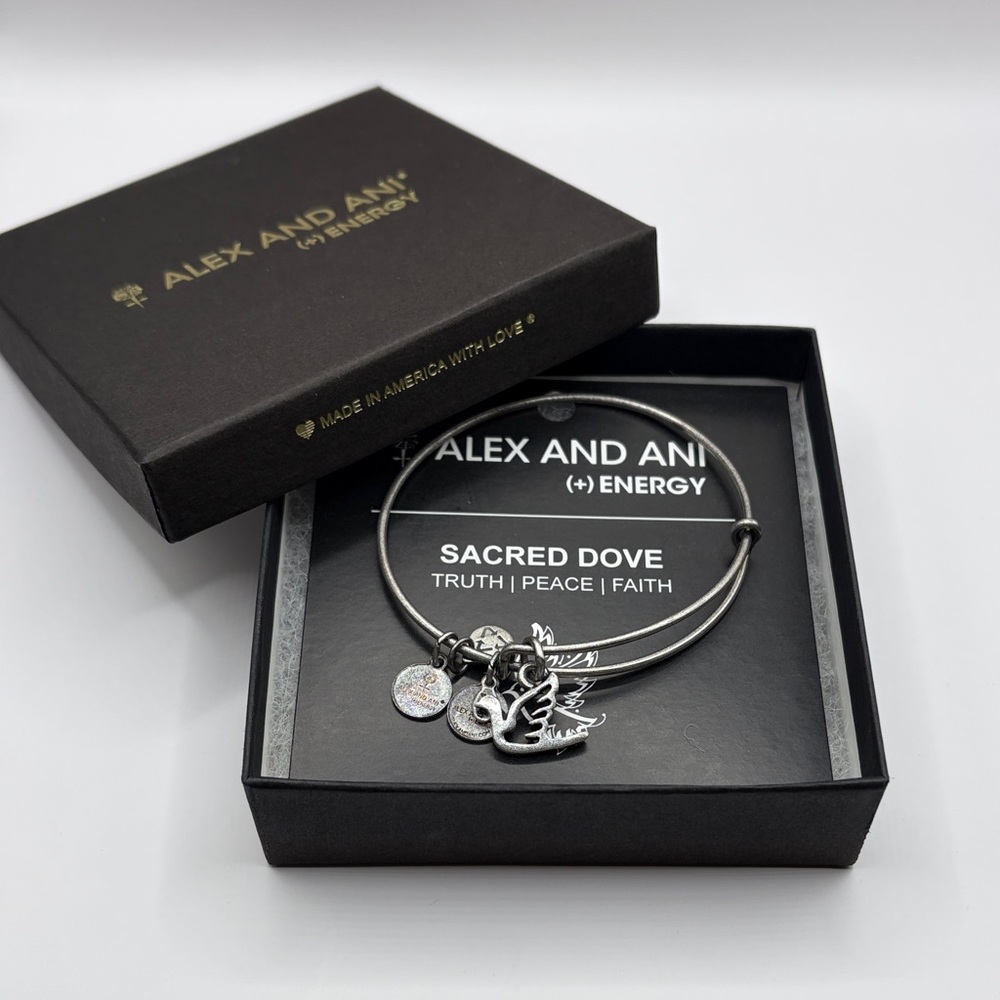 Alex and Ani Silver Dove Charm Bracelet
